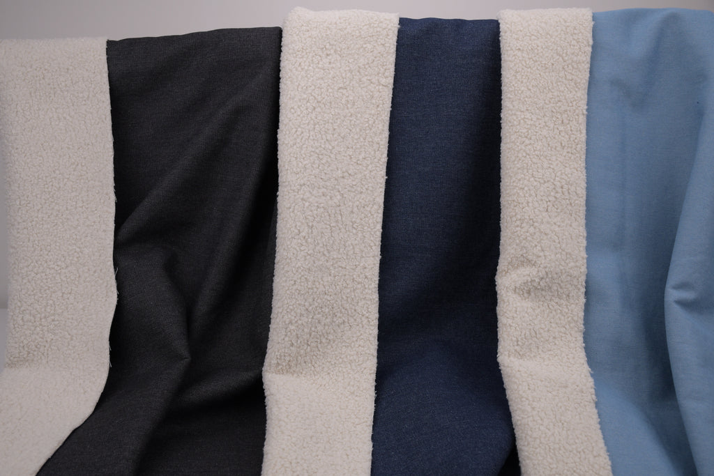 Denim Teddy Sherpa Fleece Fabric - Light Blue