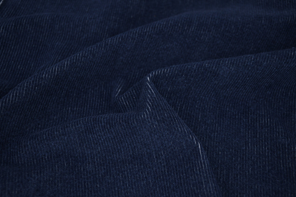 12 Wale Denim Corduroy Stretch  Fabric - Deep Indigo
