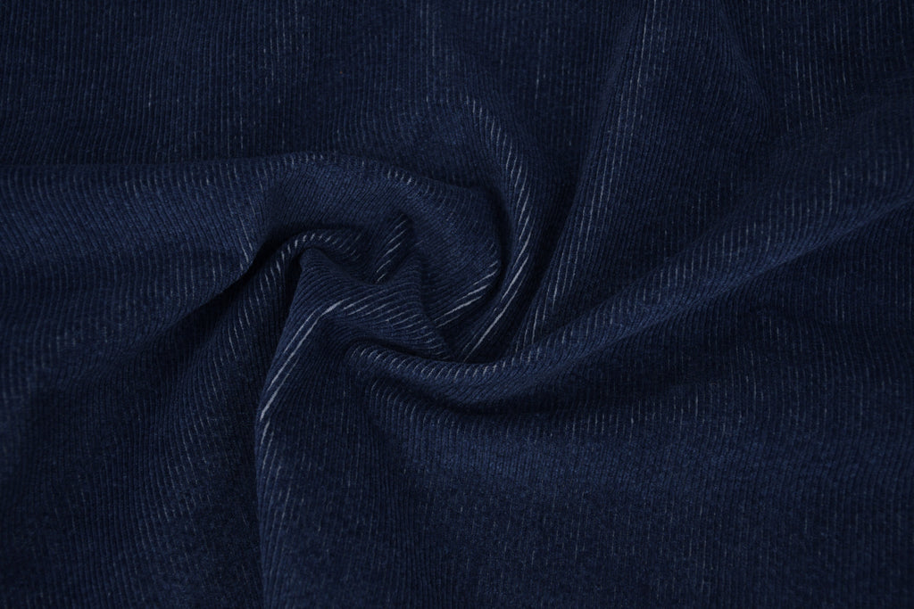 12 Wale Denim Corduroy Stretch  Fabric - Deep Indigo