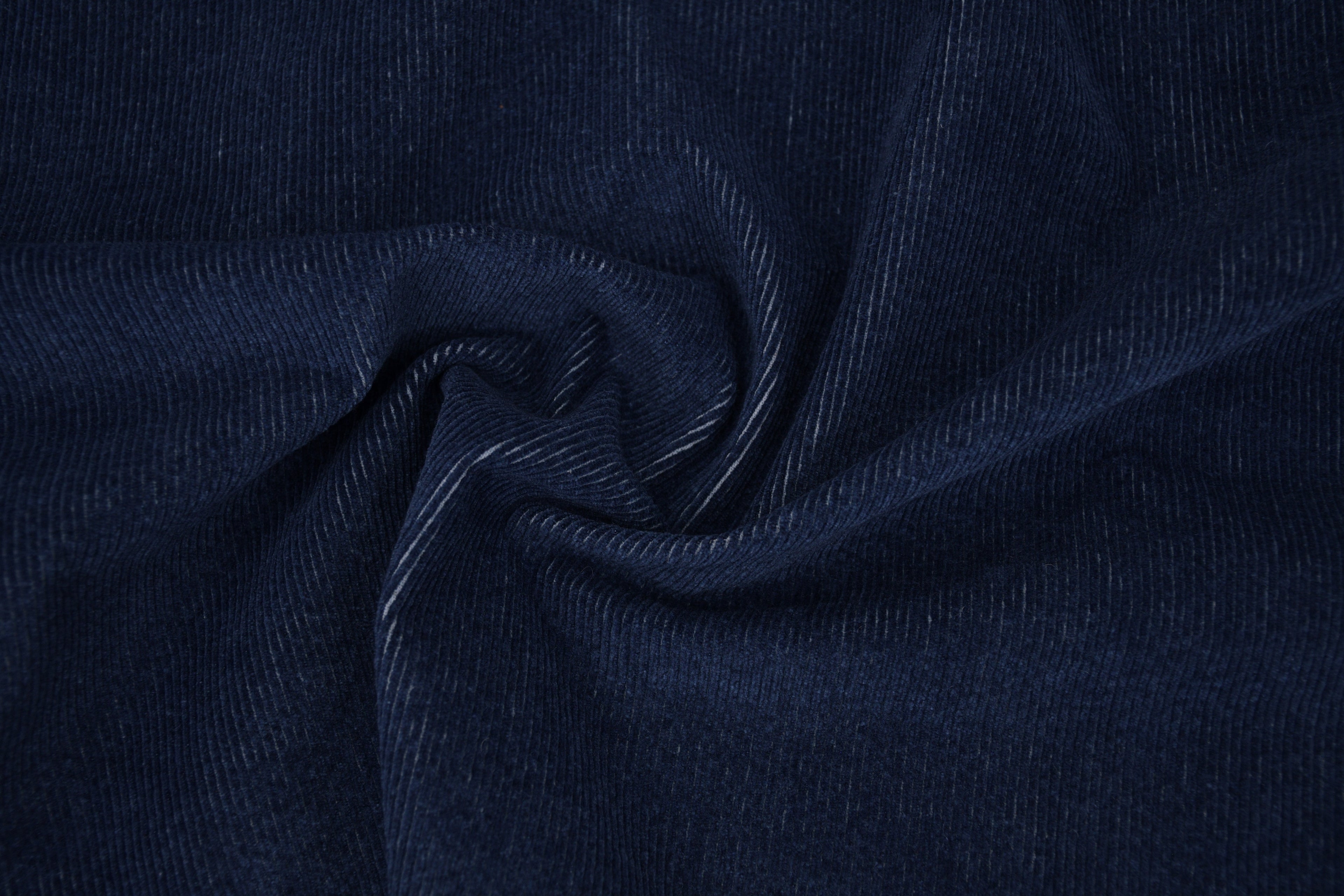 12 Wale Denim Corduroy Stretch  Fabric - Deep Indigo