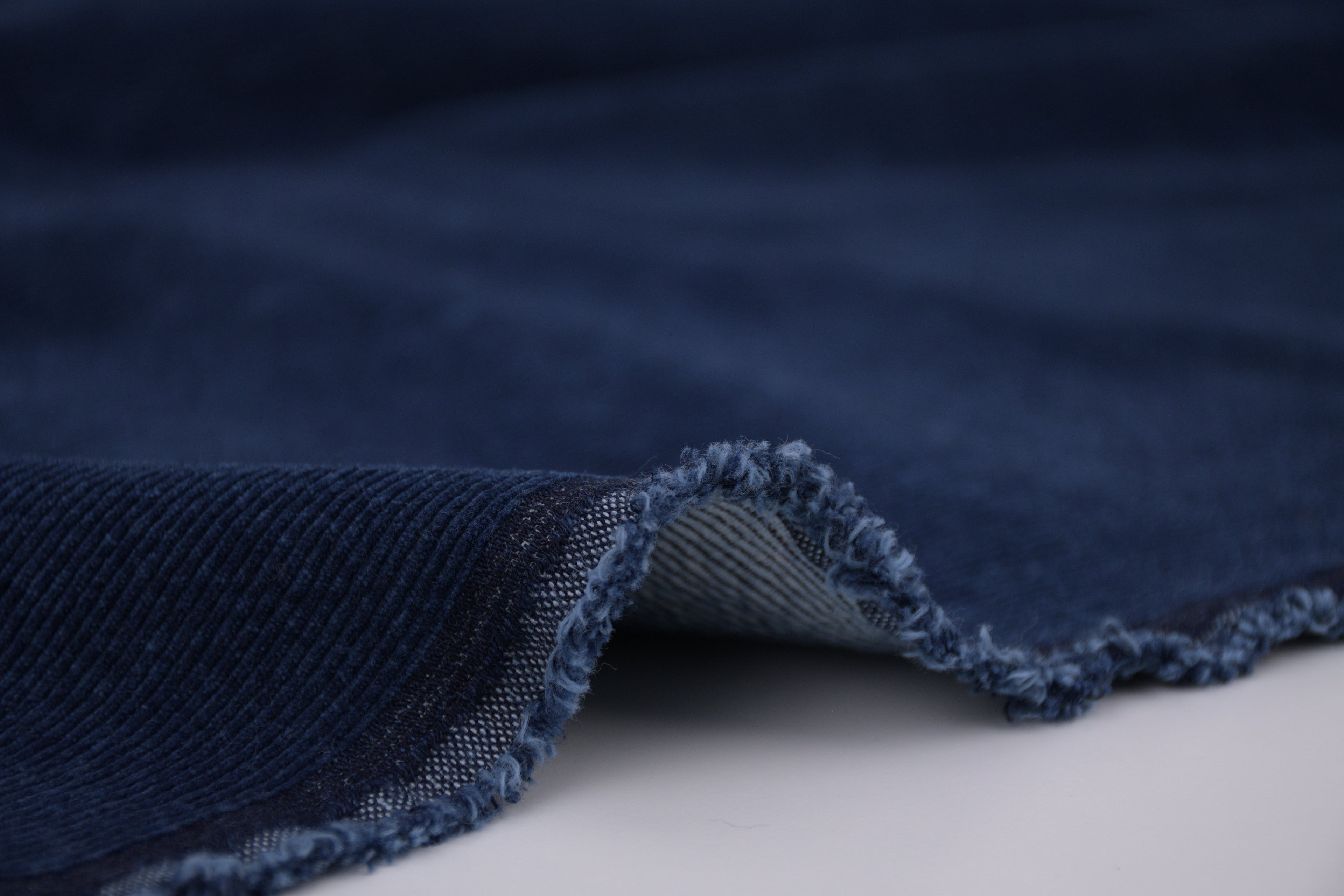 12 Wale Denim Corduroy Stretch  Fabric - Deep Indigo