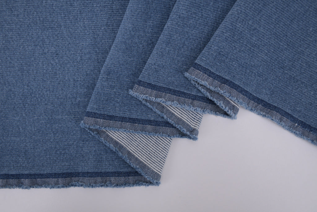12 Wale Denim Corduroy Stretch Fabric - Medium Indigo