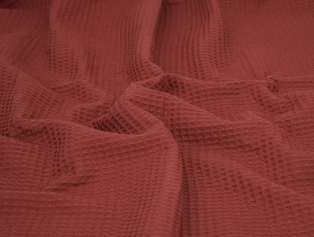 100% Cotton Waffle Fabric - Rust