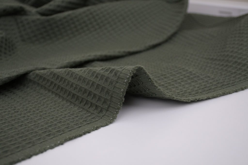 100% Cotton Waffle Fabric - Olive