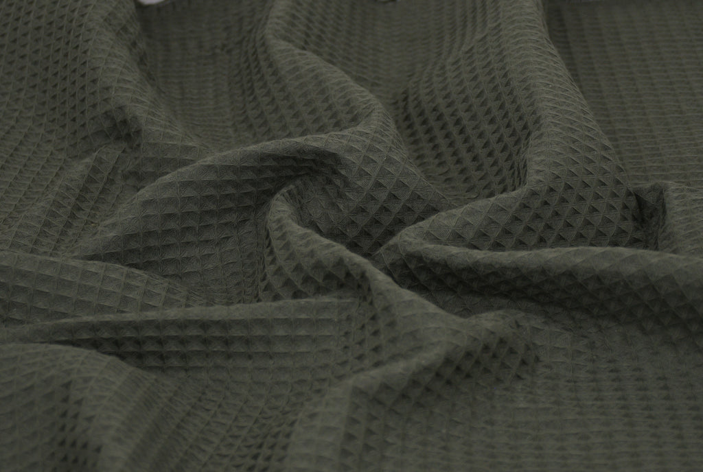 100% Cotton Waffle Fabric - Olive
