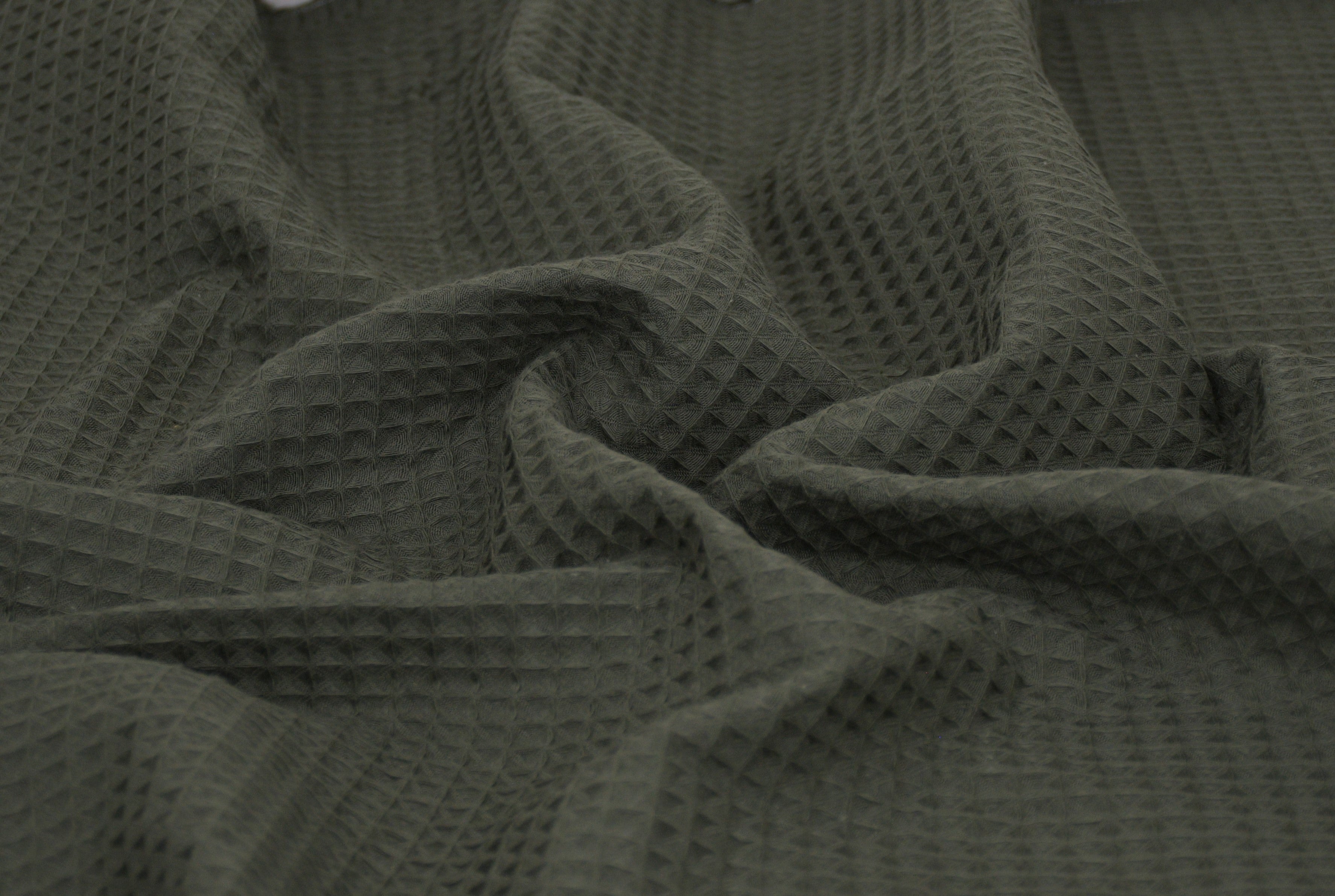 100% Cotton Waffle Fabric - Olive