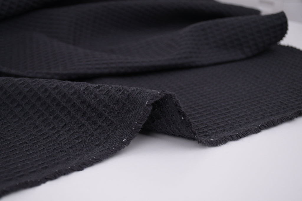 100% Cotton Waffle Fabric - Black