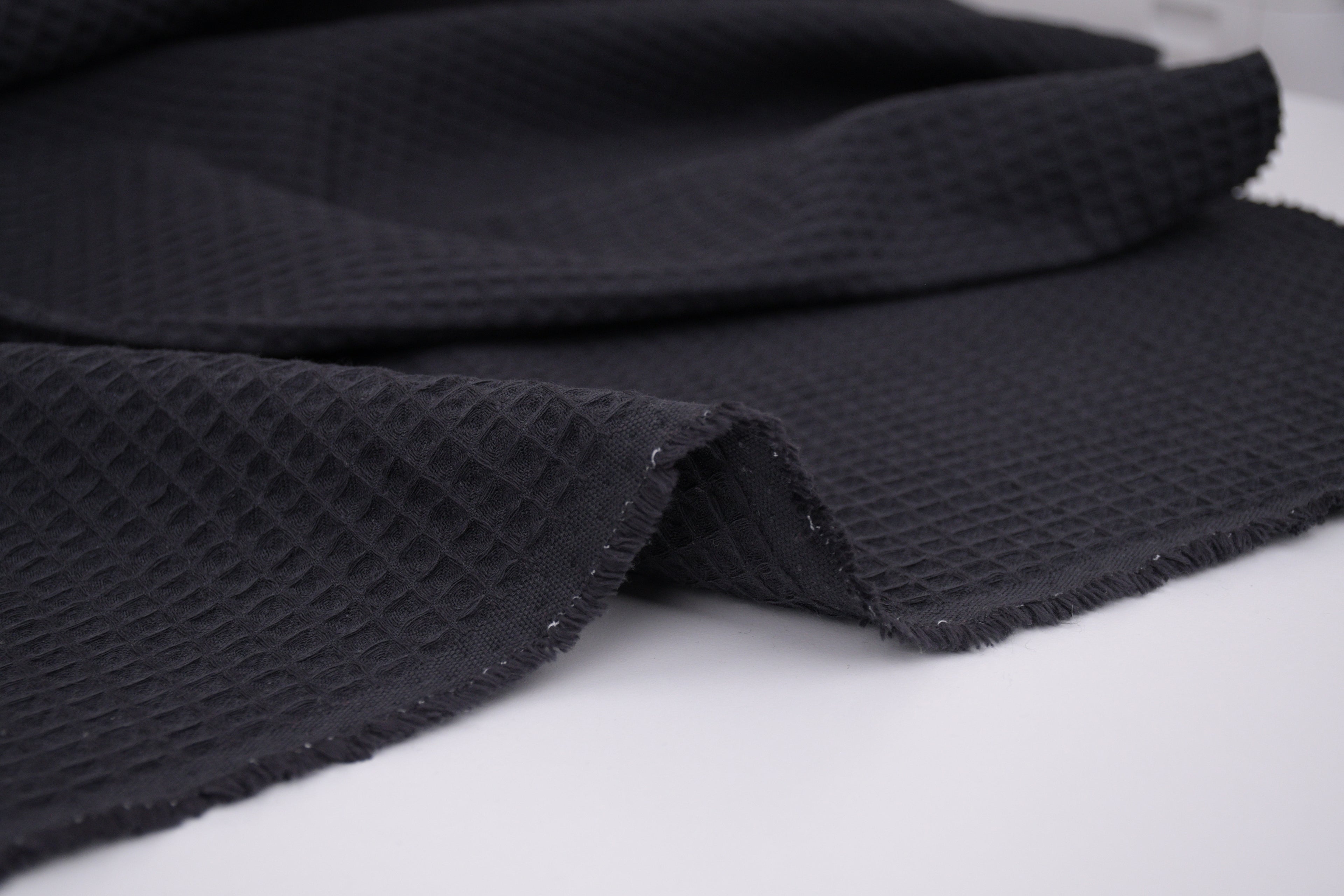 100% Cotton Waffle Fabric - Black