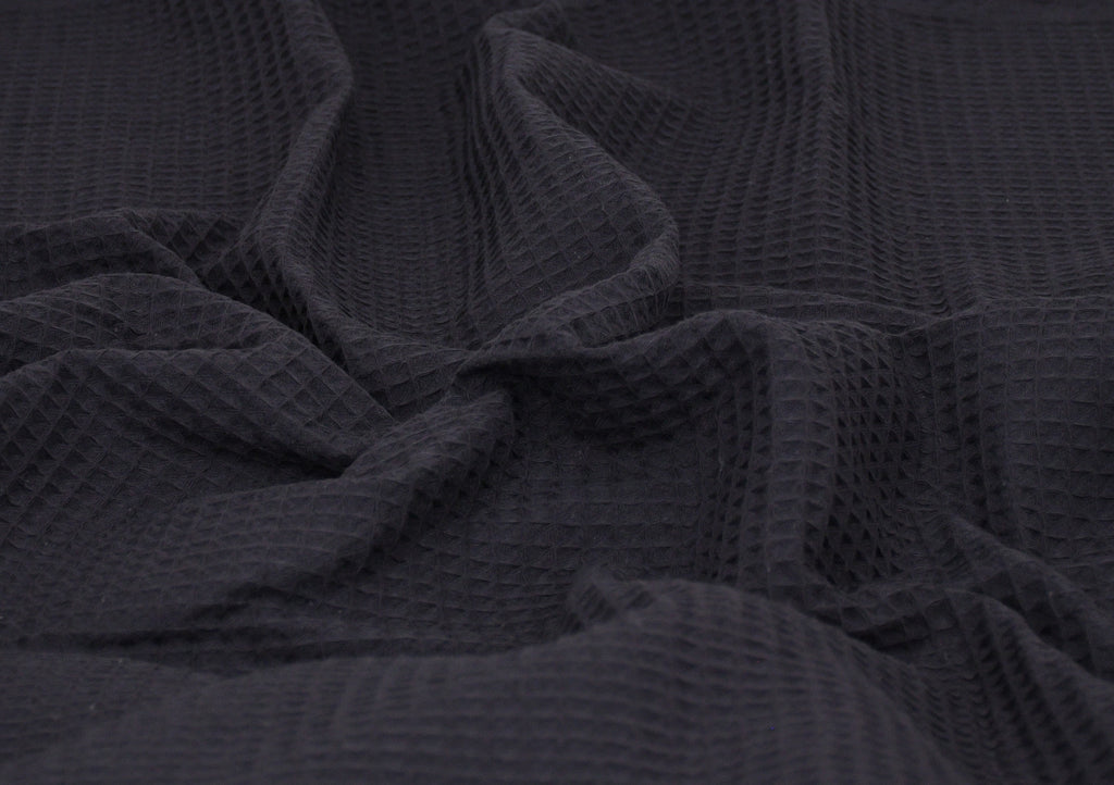 100% Cotton Waffle Fabric - Black