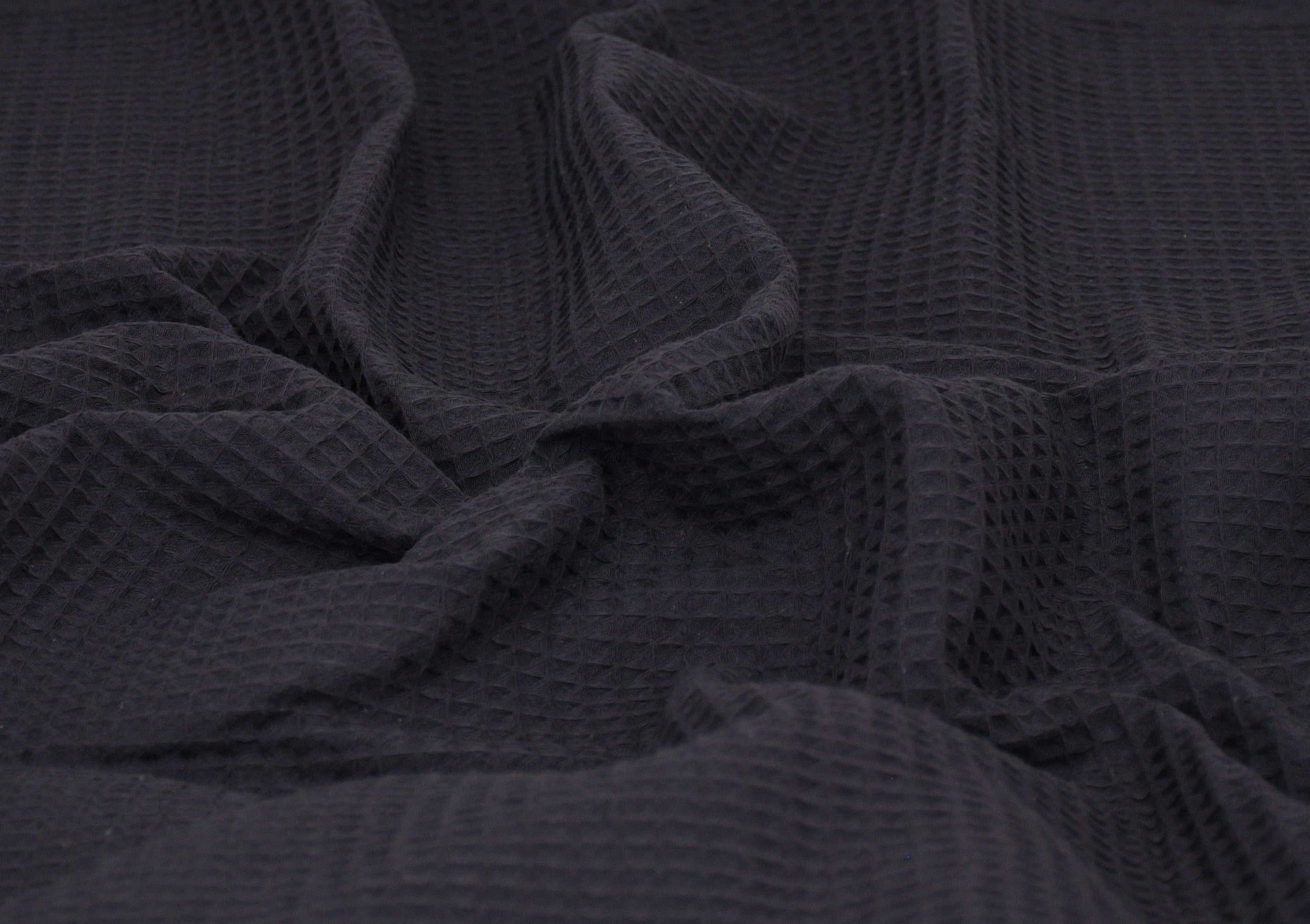 100% Cotton Waffle Fabric - Black