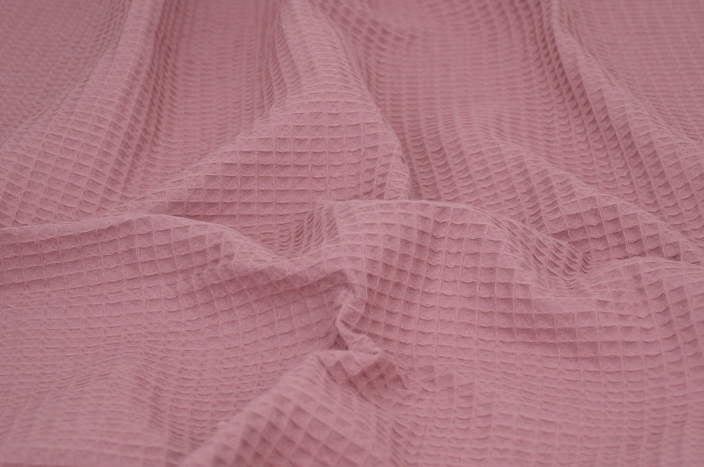 100% Cotton Waffle Fabric - Rose Pink