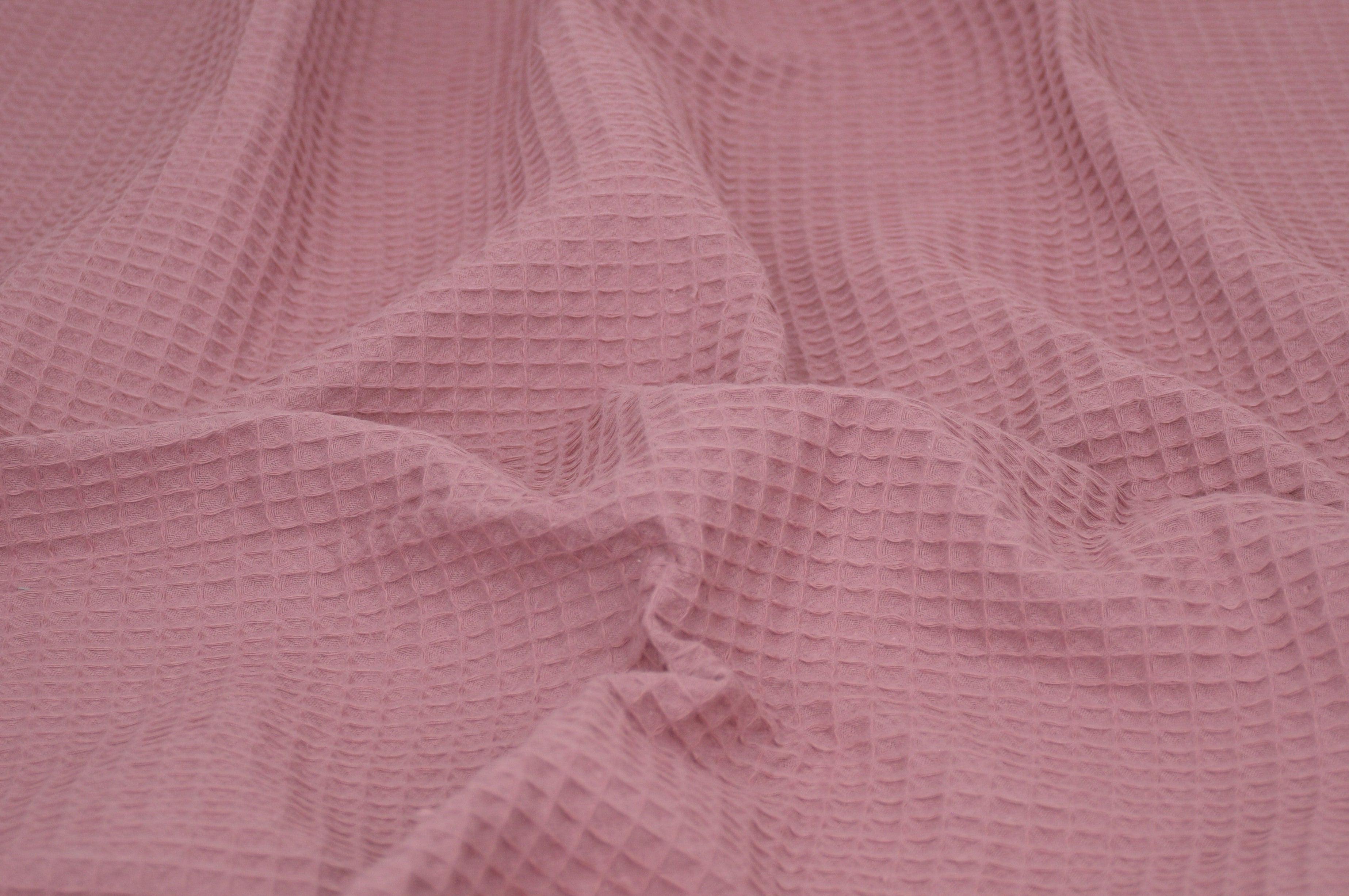 100% Cotton Waffle Fabric - Rose Pink