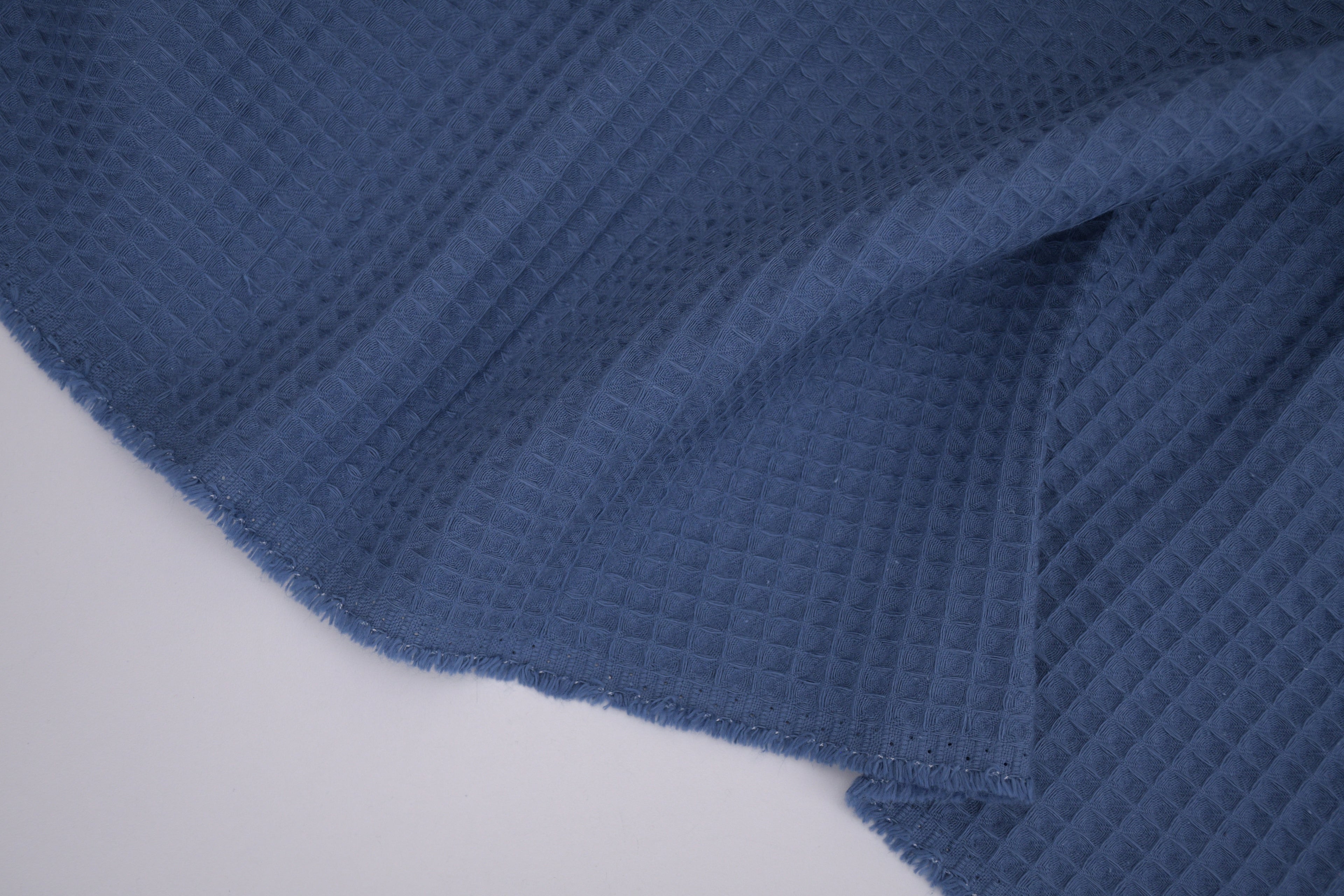 100% Cotton Waffle Fabric - Blue Stone