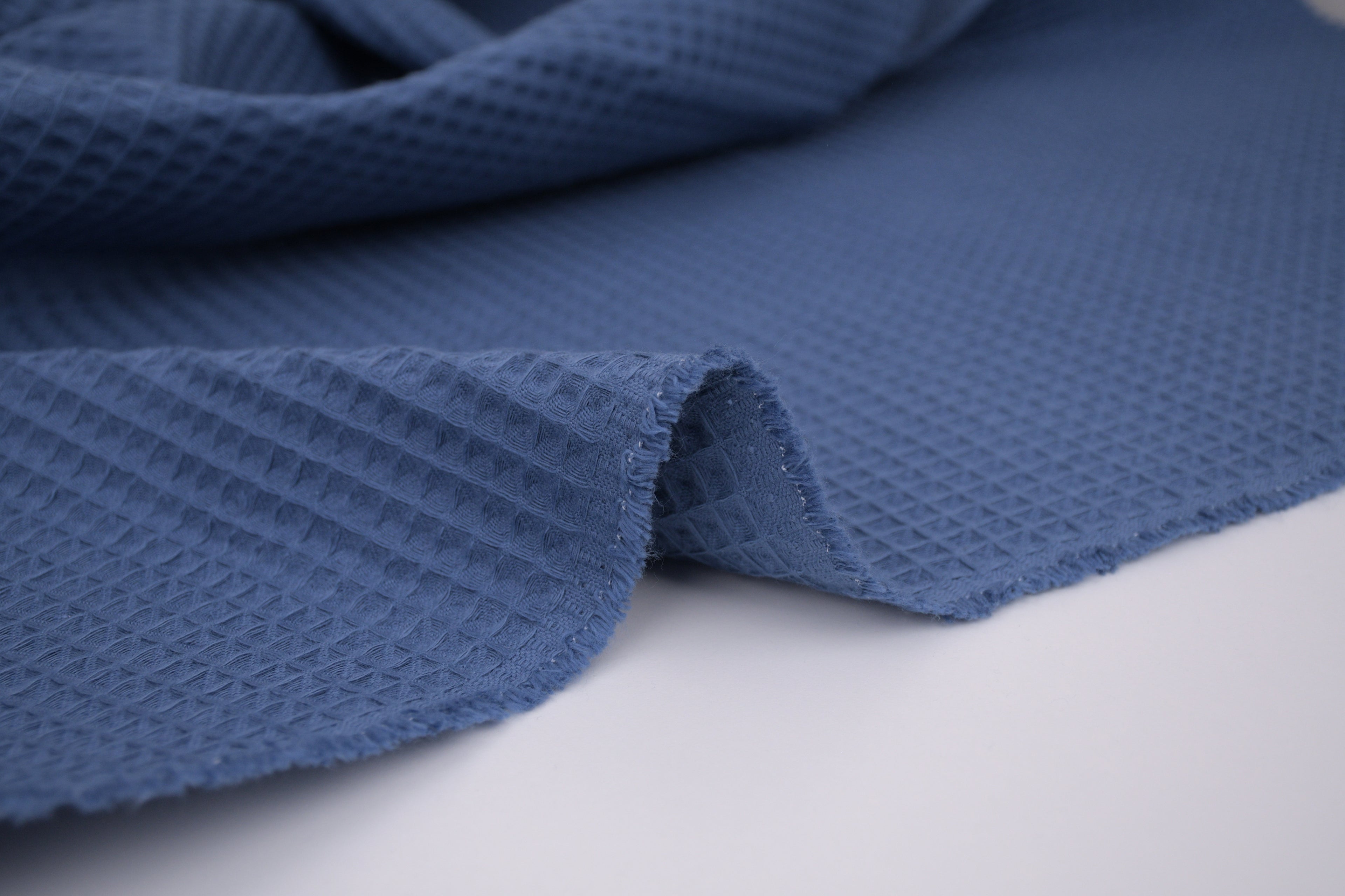 100% Cotton Waffle Fabric - Blue Stone