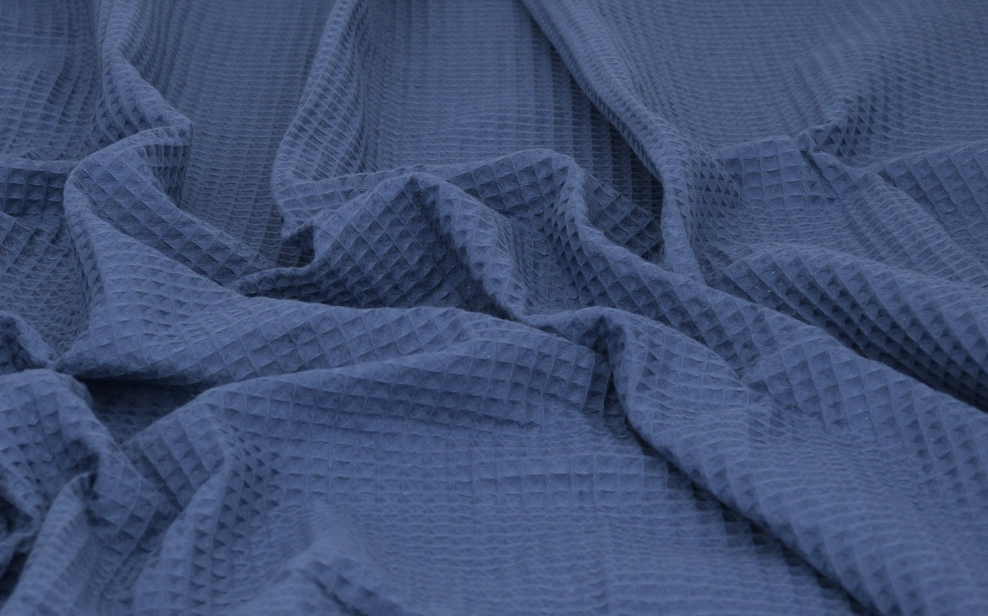 100% Cotton Waffle Fabric - Blue Stone