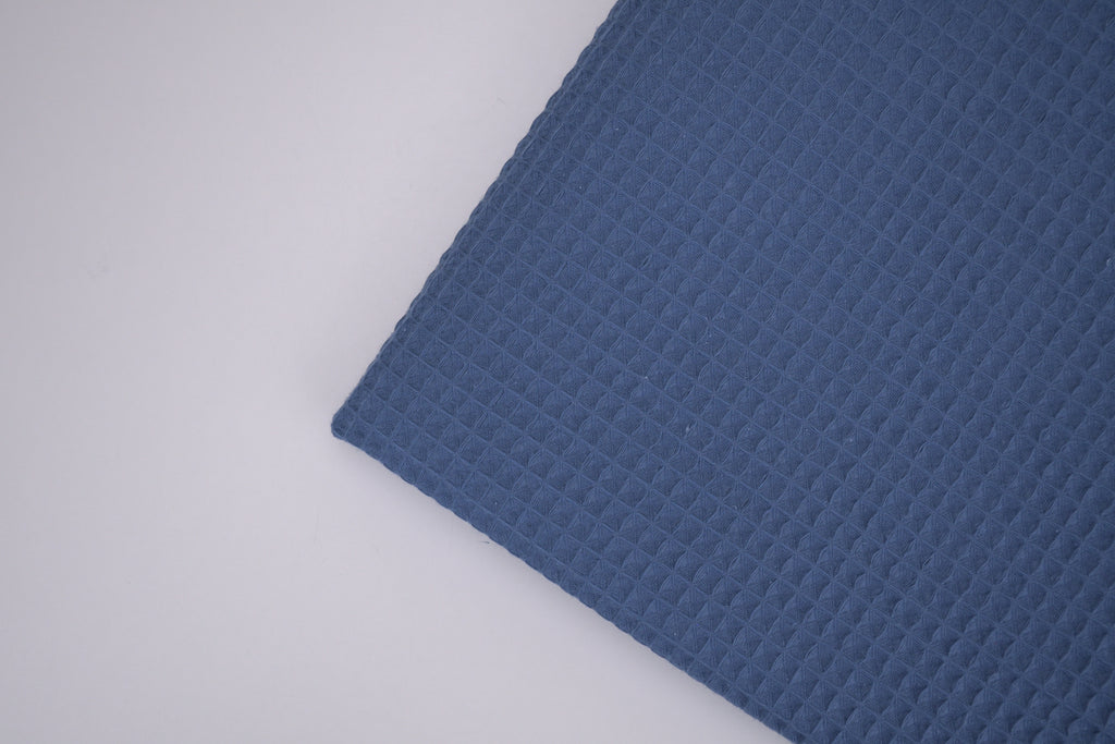 100% Cotton Waffle Fabric - Blue Stone