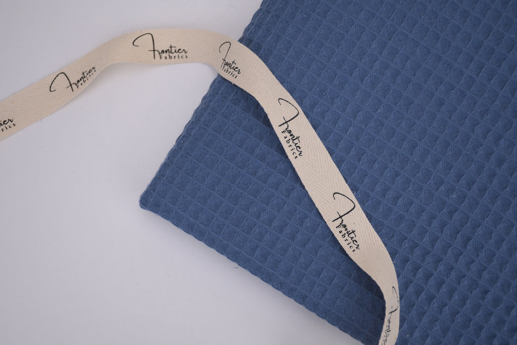 100% Cotton Waffle Fabric - Blue Stone
