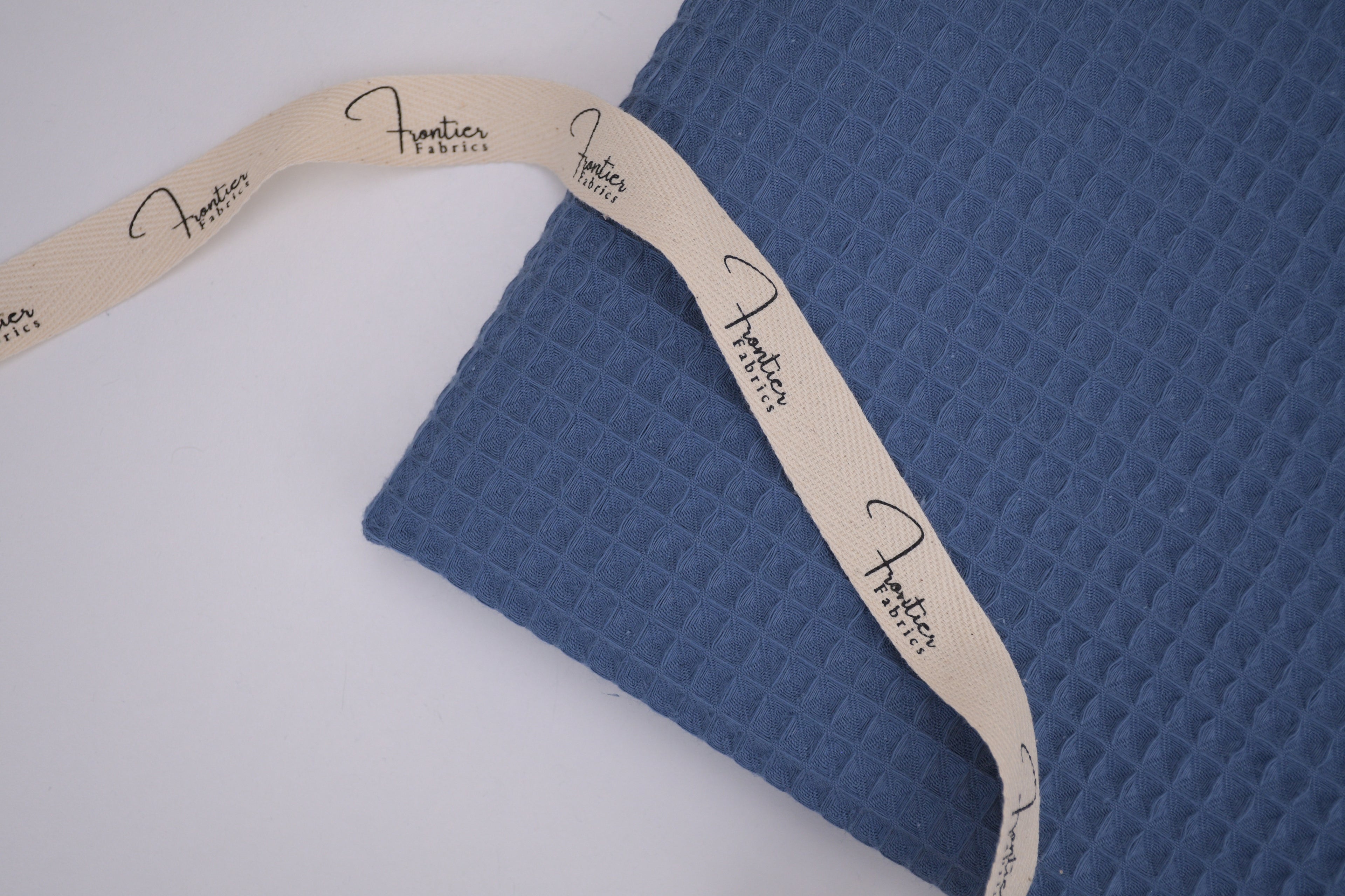 100% Cotton Waffle Fabric - Blue Stone