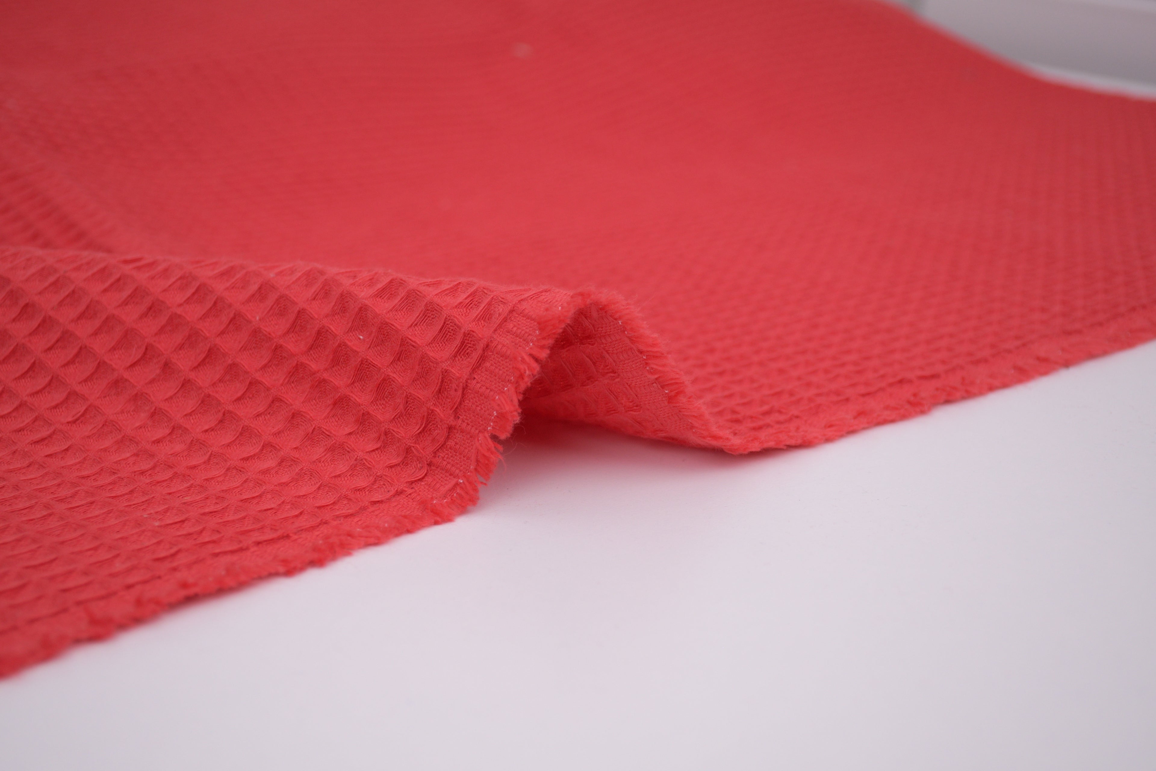 100% Cotton Waffle Fabric - Bright Red