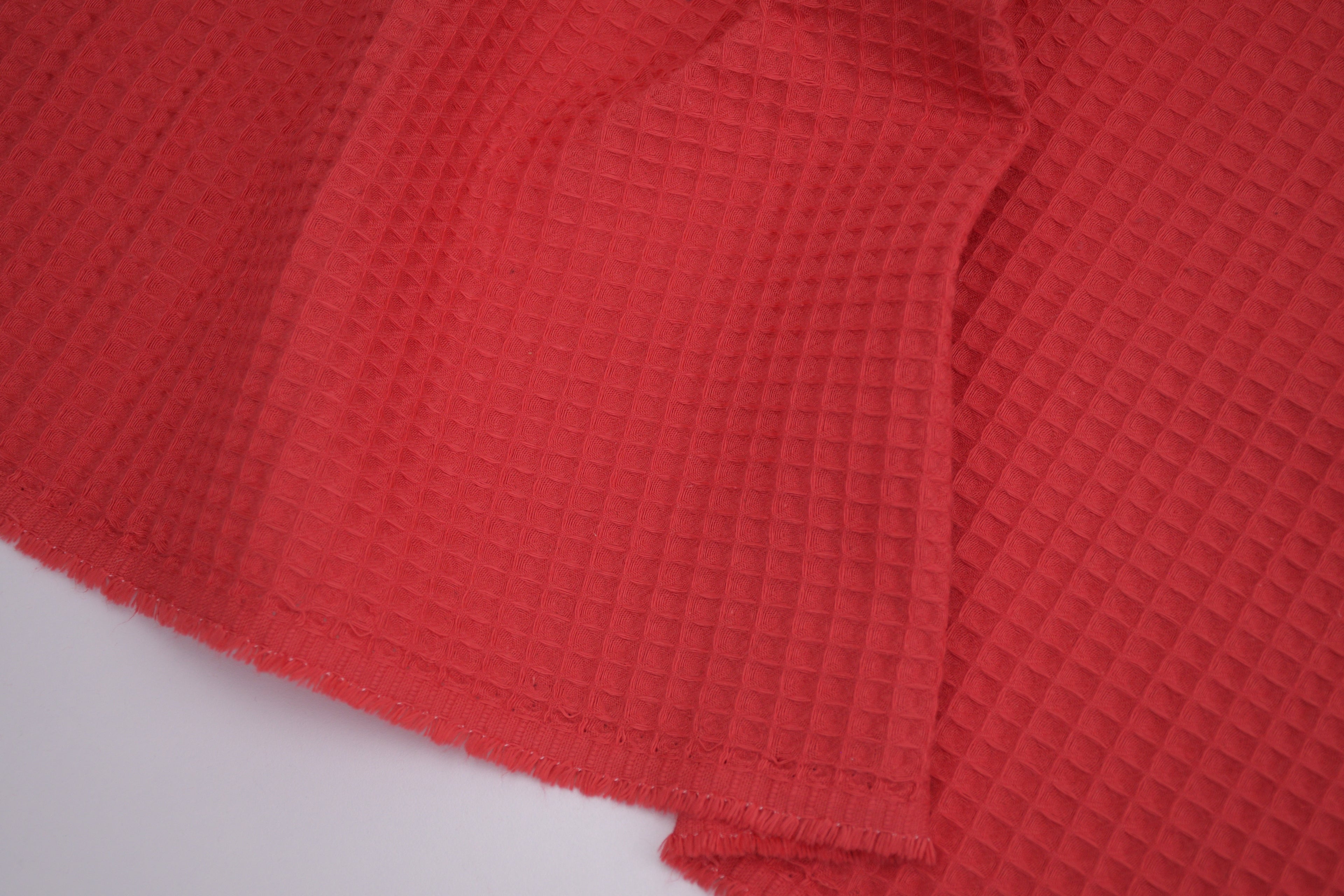 100% Cotton Waffle Fabric - Bright Red