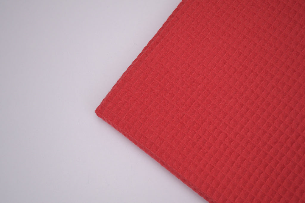 100% Cotton Waffle Fabric - Bright Red
