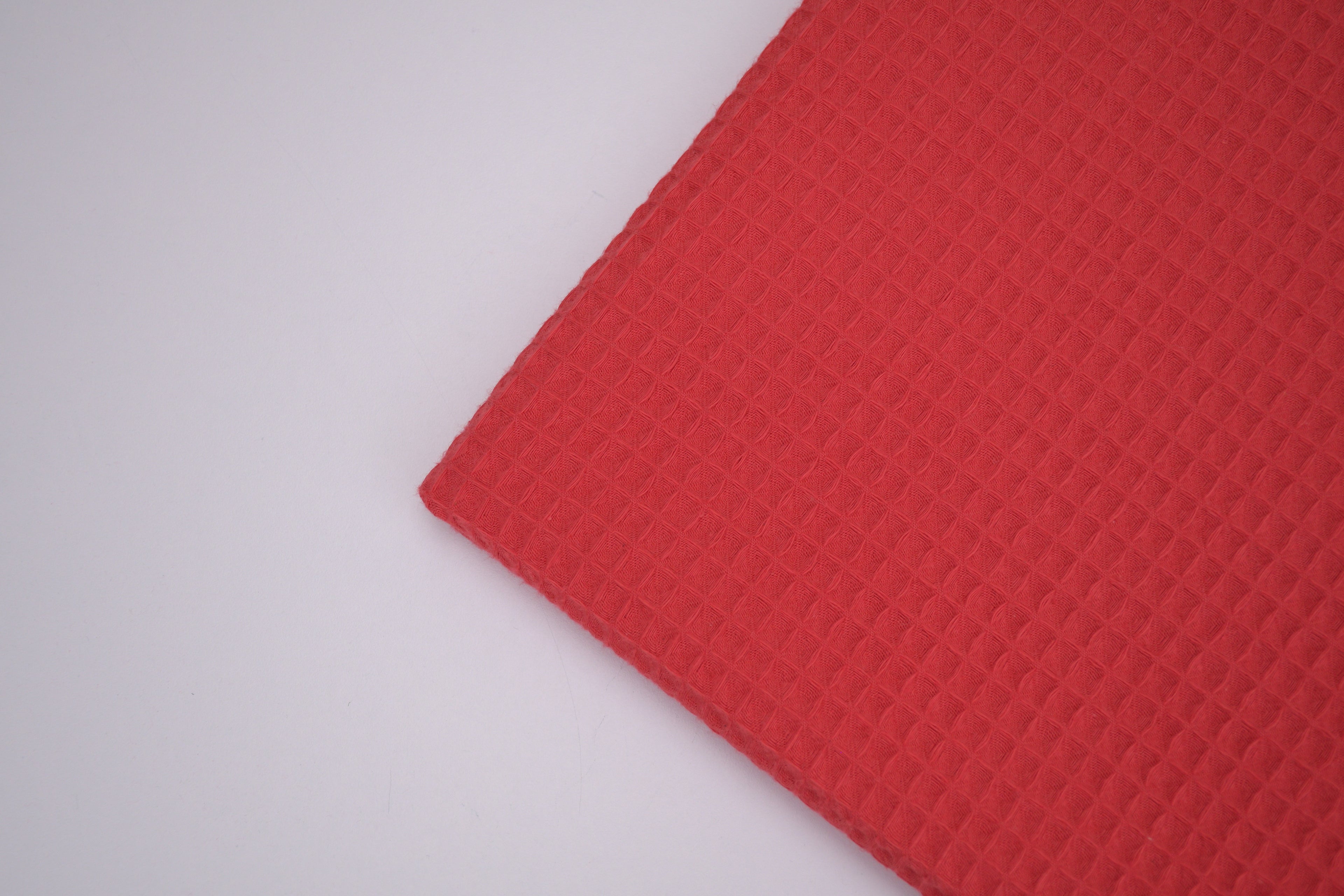 100% Cotton Waffle Fabric - Bright Red