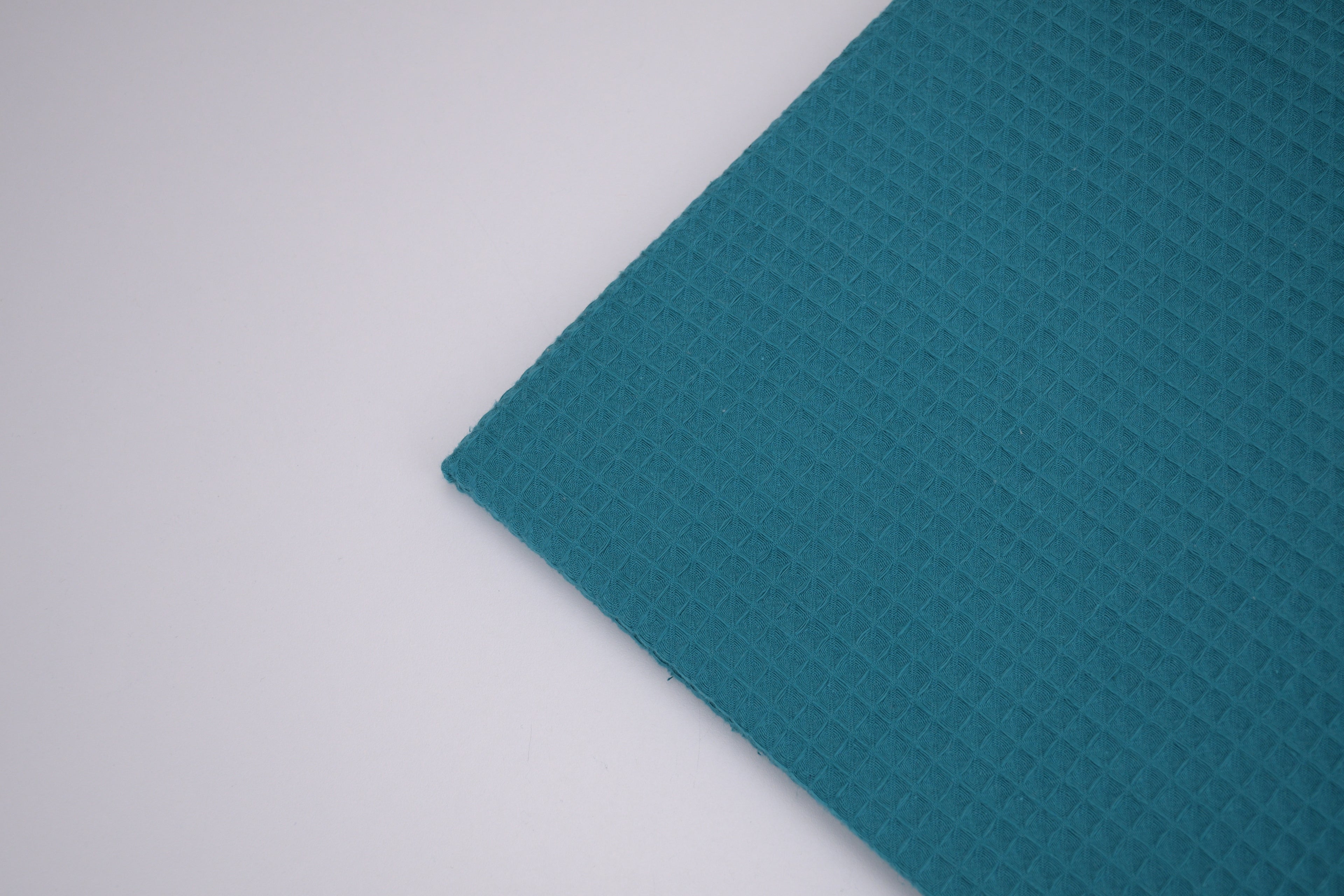 100% Cotton Waffle Fabric - Teal Green