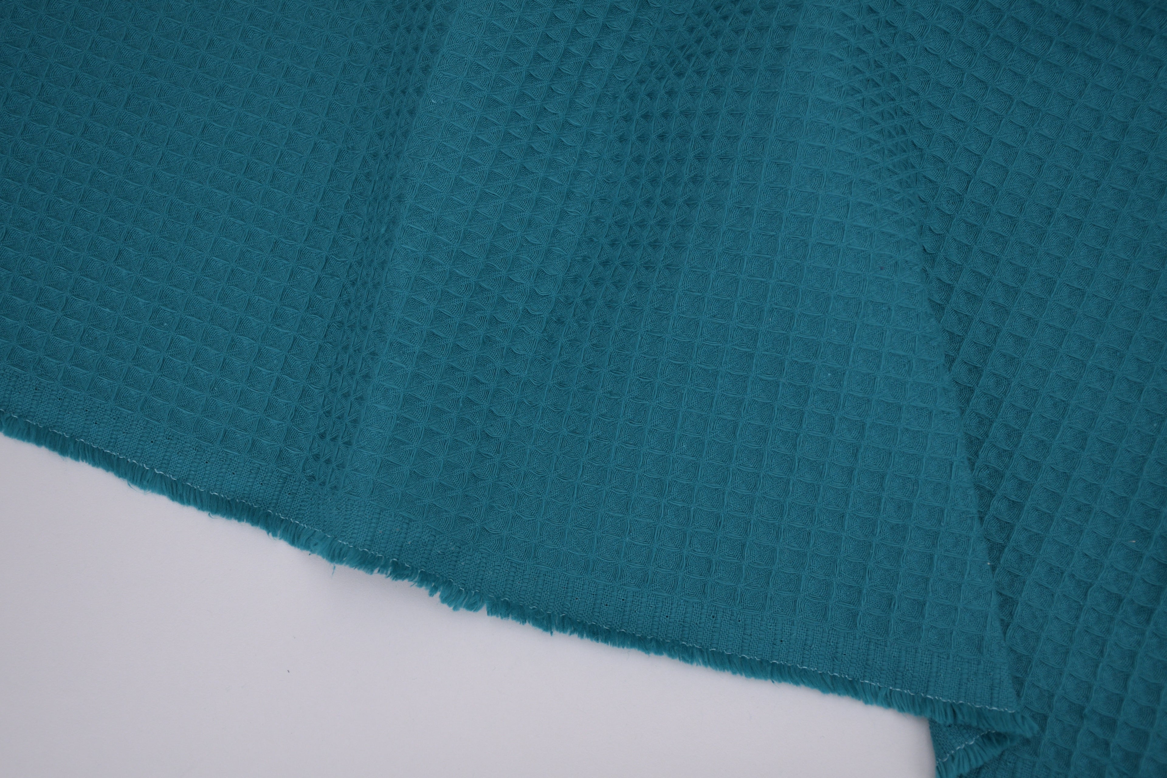 100% Cotton Waffle Fabric - Teal Green