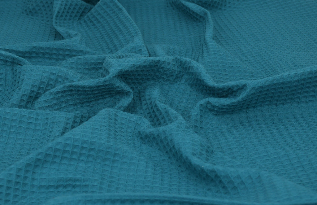 100% Cotton Waffle Fabric - Teal Green