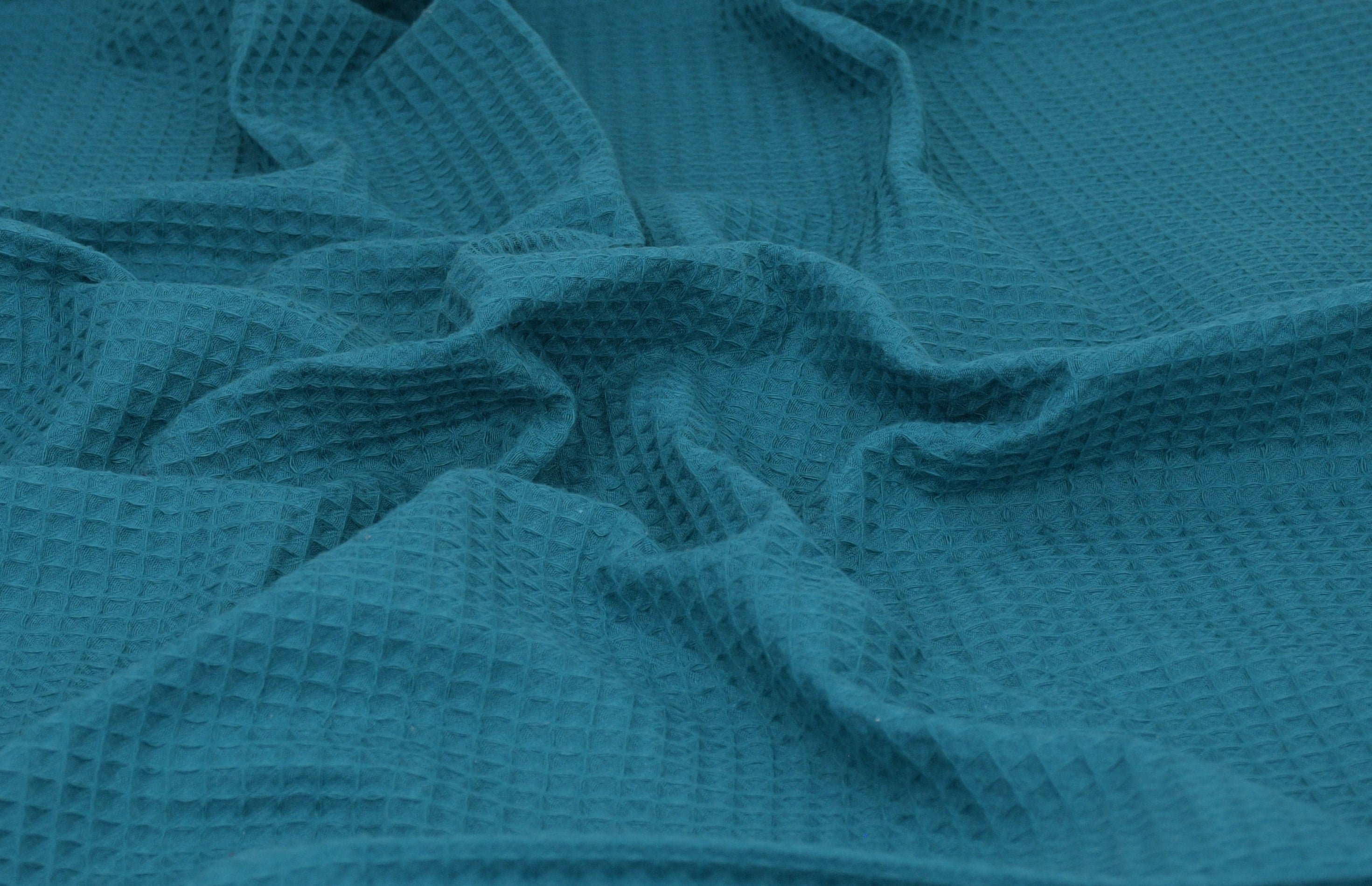100% Cotton Waffle Fabric - Teal Green