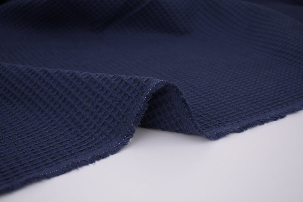 100% Cotton Waffle Fabric - Navy