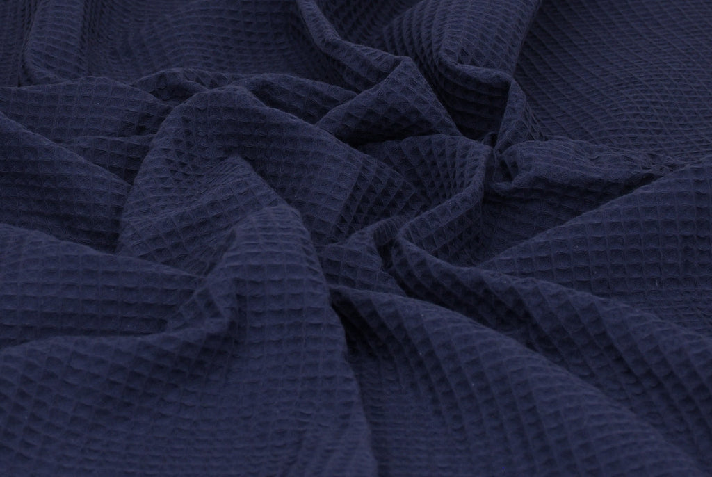 100% Cotton Waffle Fabric - Navy