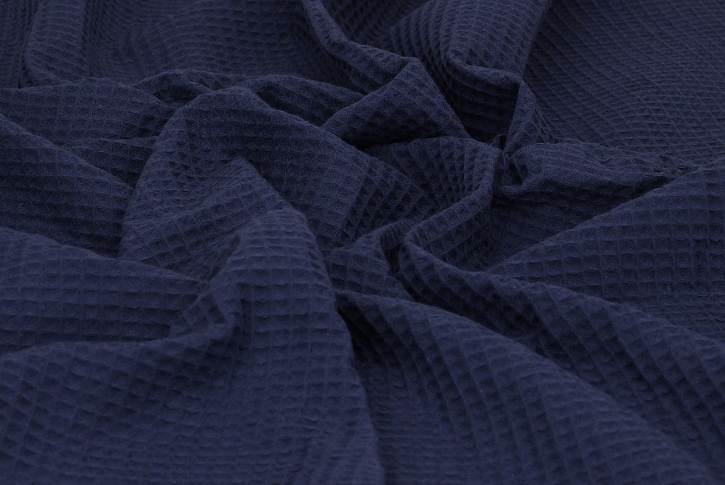 100% Cotton Waffle Fabric - Navy
