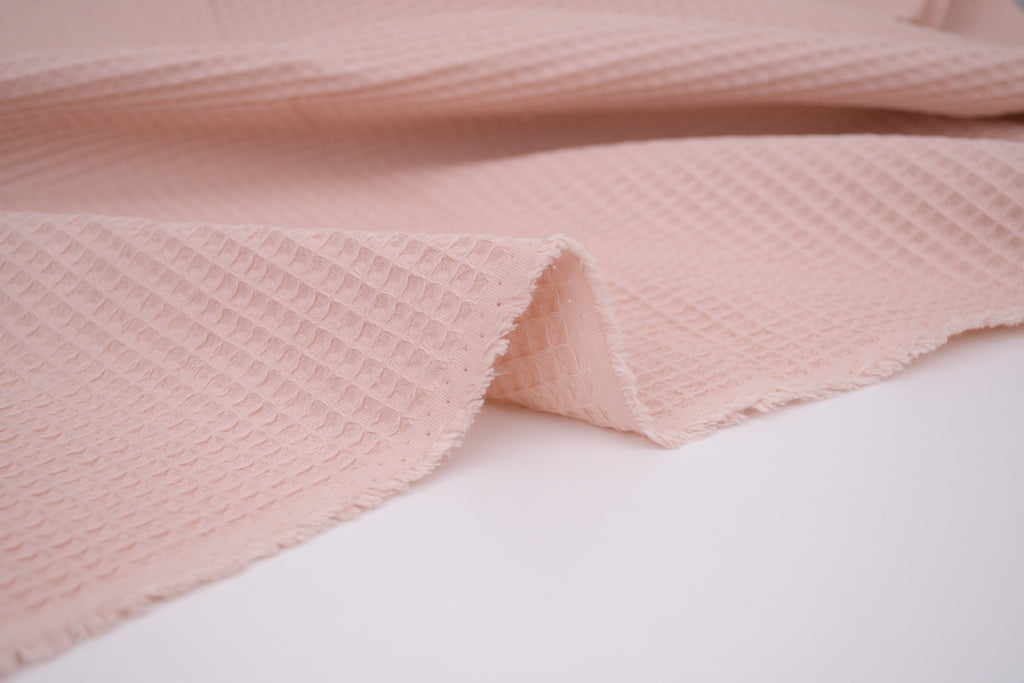 100% Cotton Waffle Fabric - Peachy Pink