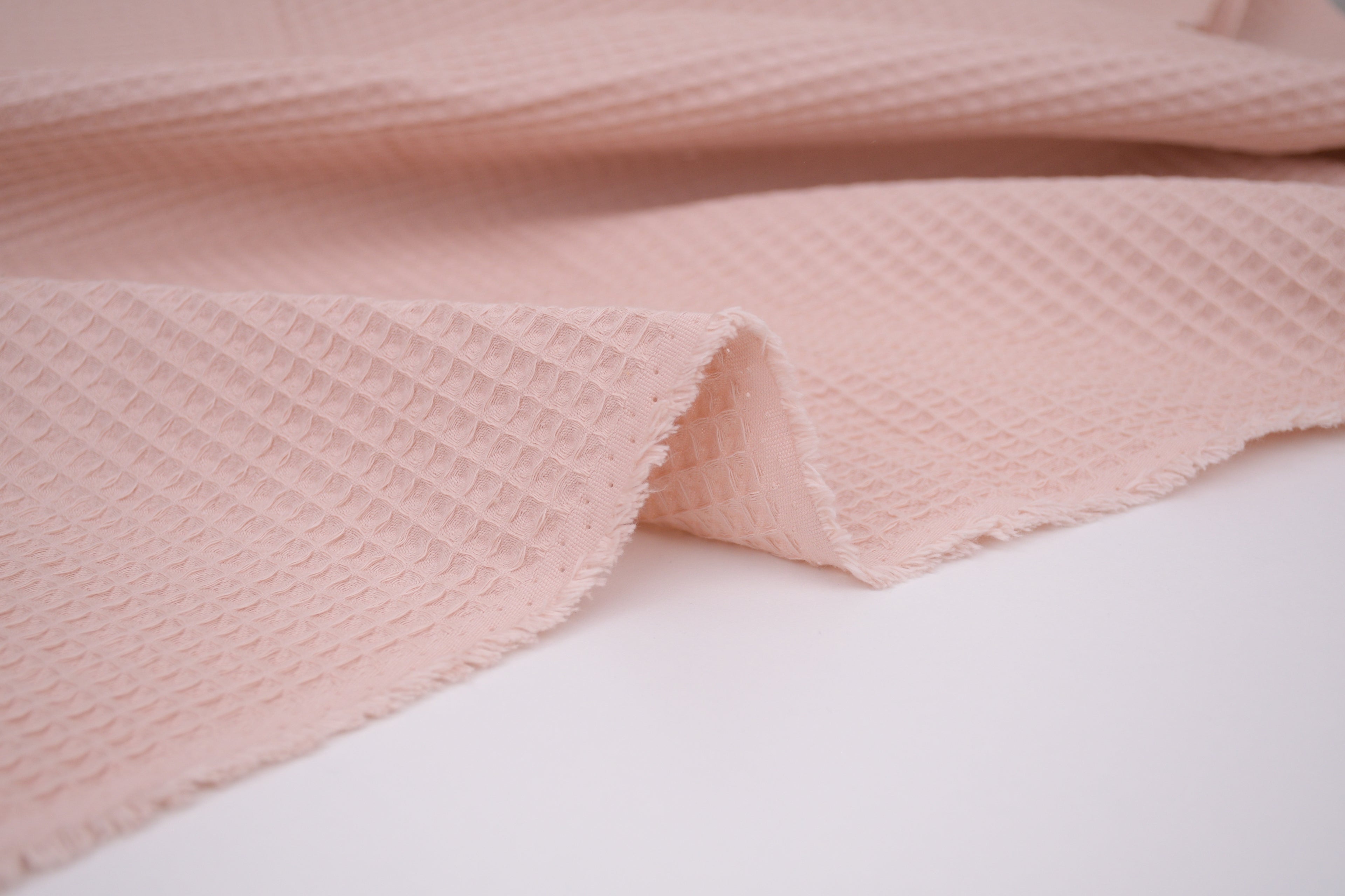 100% Cotton Waffle Fabric - Peachy Pink