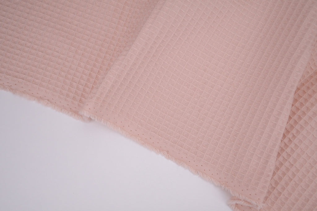 100% Cotton Waffle Fabric - Peachy Pink