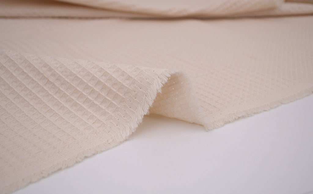 100% Cotton Waffle Fabric - Beige