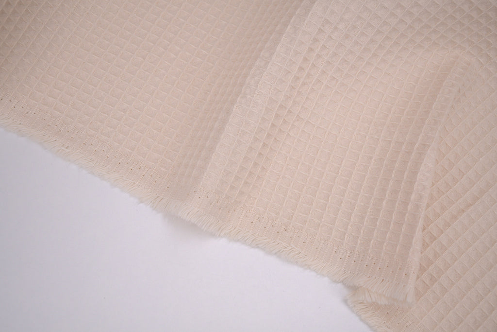 100% Cotton Waffle Fabric - Beige