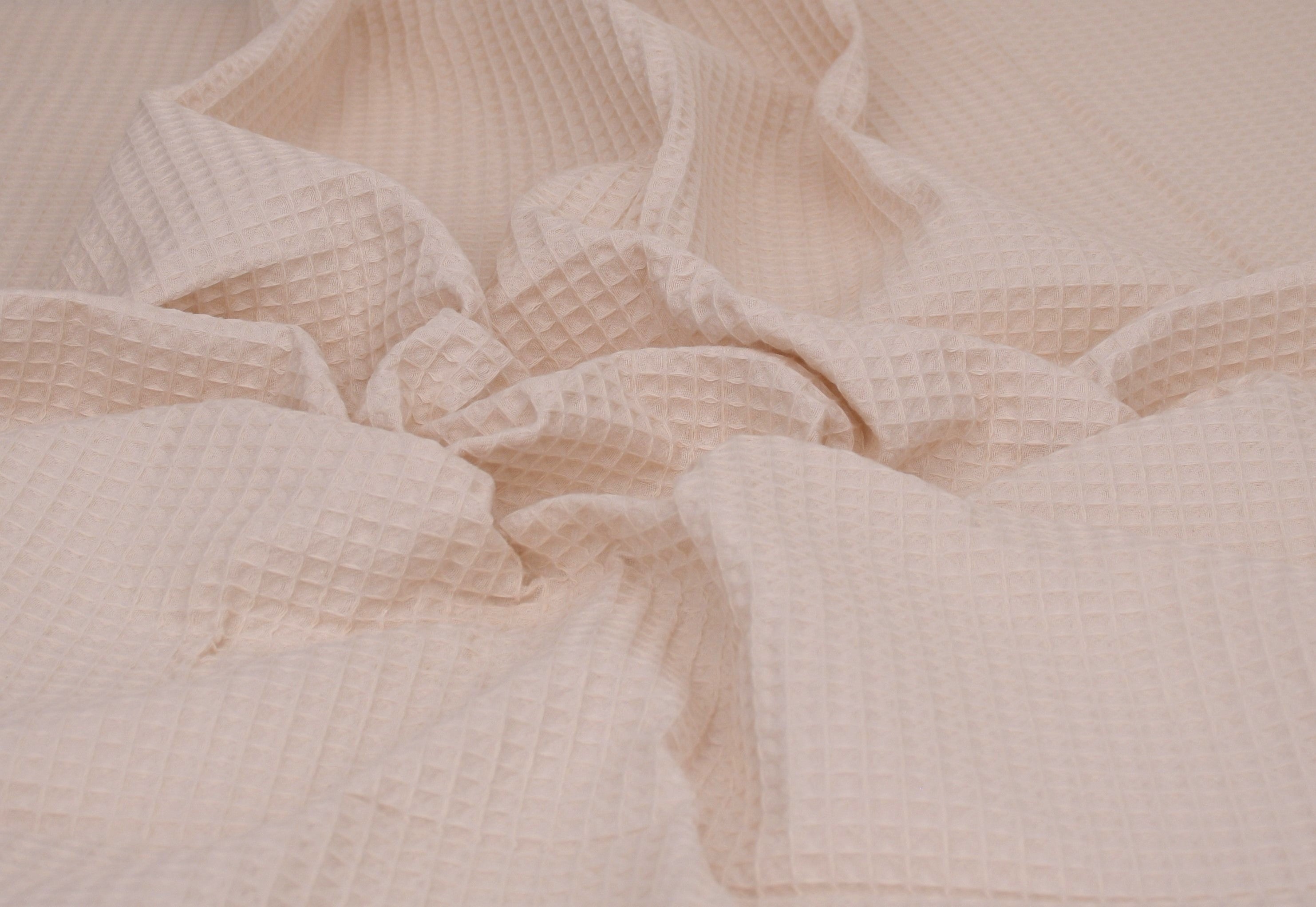 100% Cotton Waffle Fabric - Beige