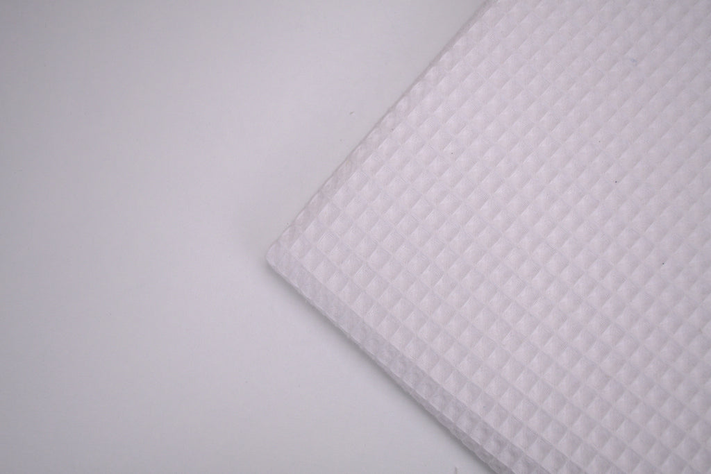 100% Cotton Waffle Fabric - Pure White