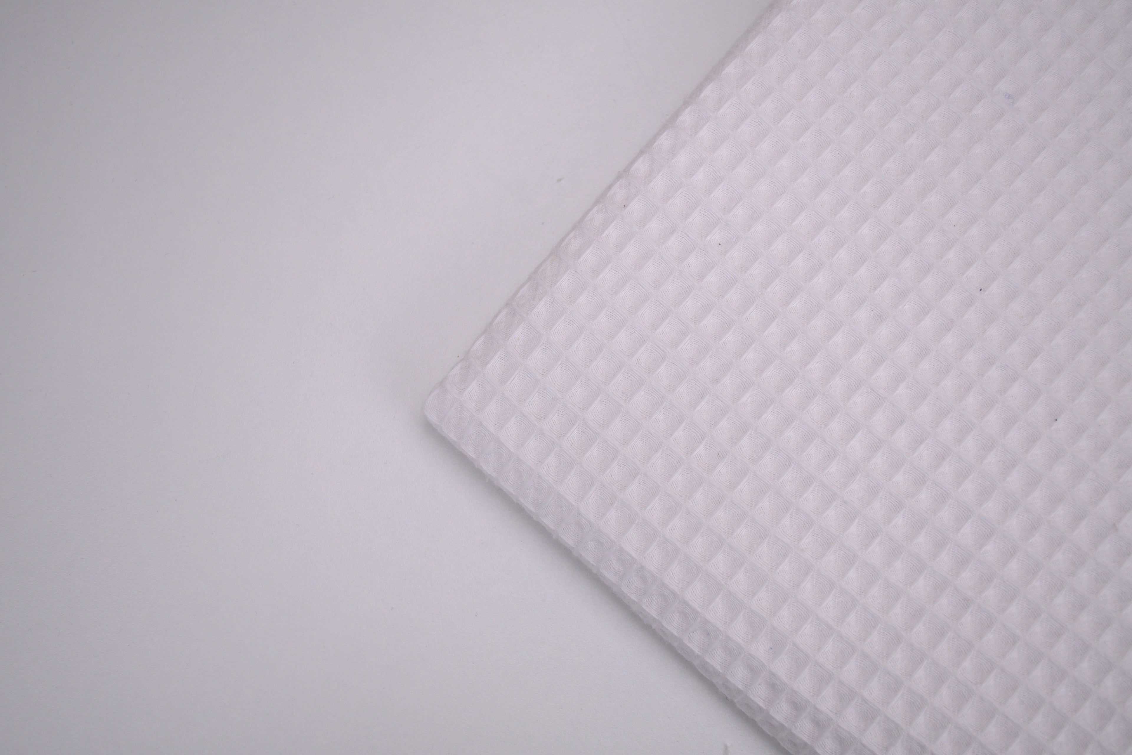 100% Cotton Waffle Fabric - Pure White