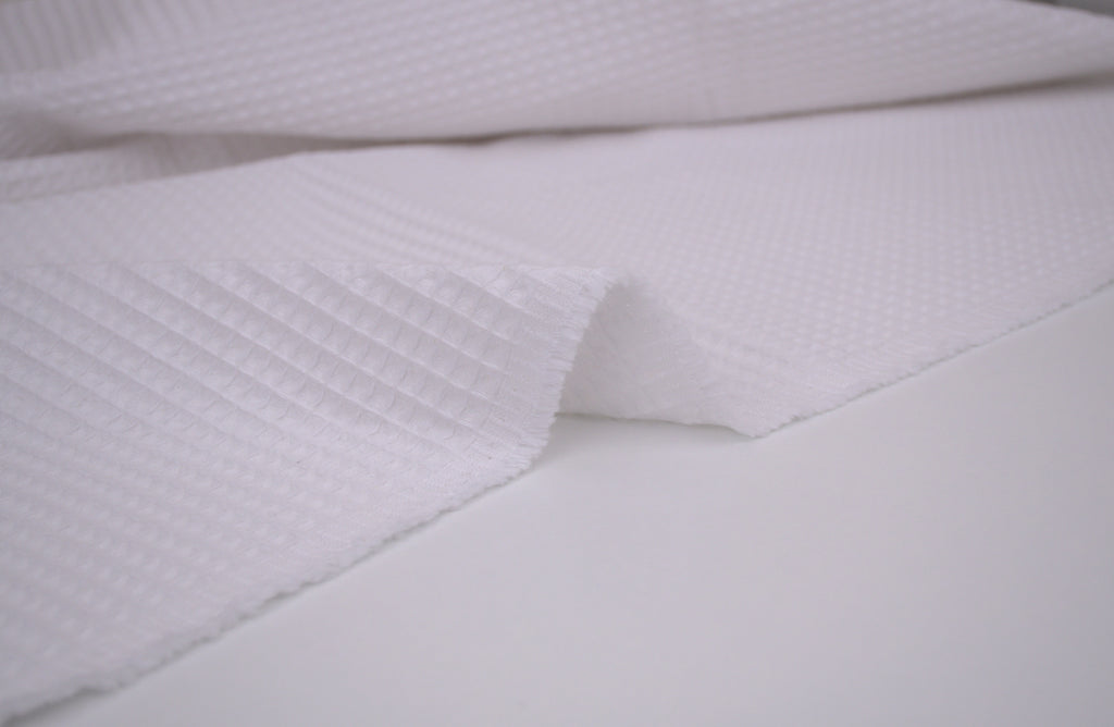 100% Cotton Waffle Fabric - Pure White