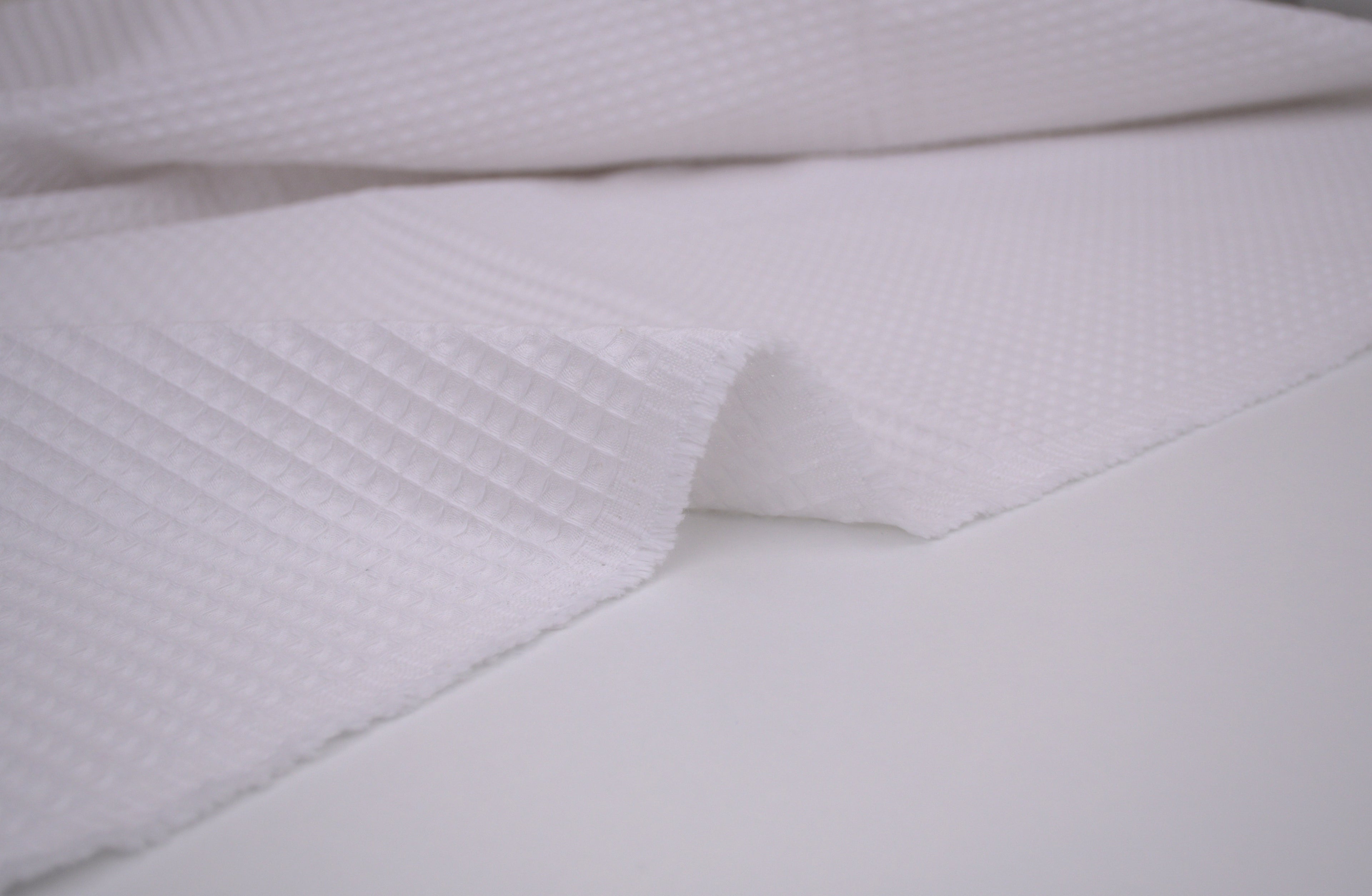 100% Cotton Waffle Fabric - Pure White