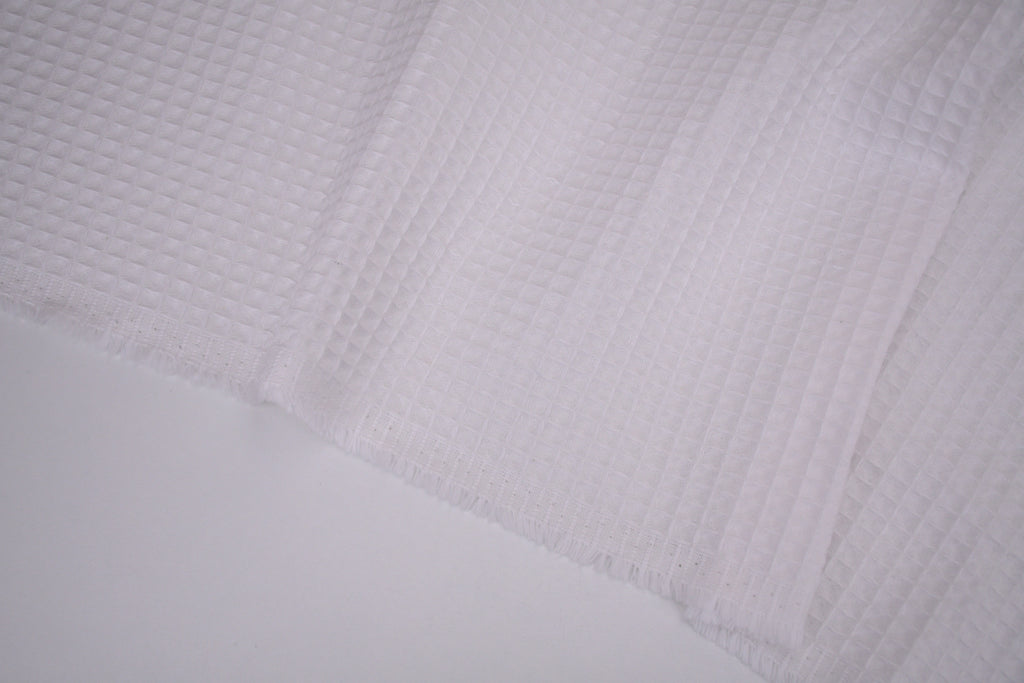 100% Cotton Waffle Fabric - Pure White