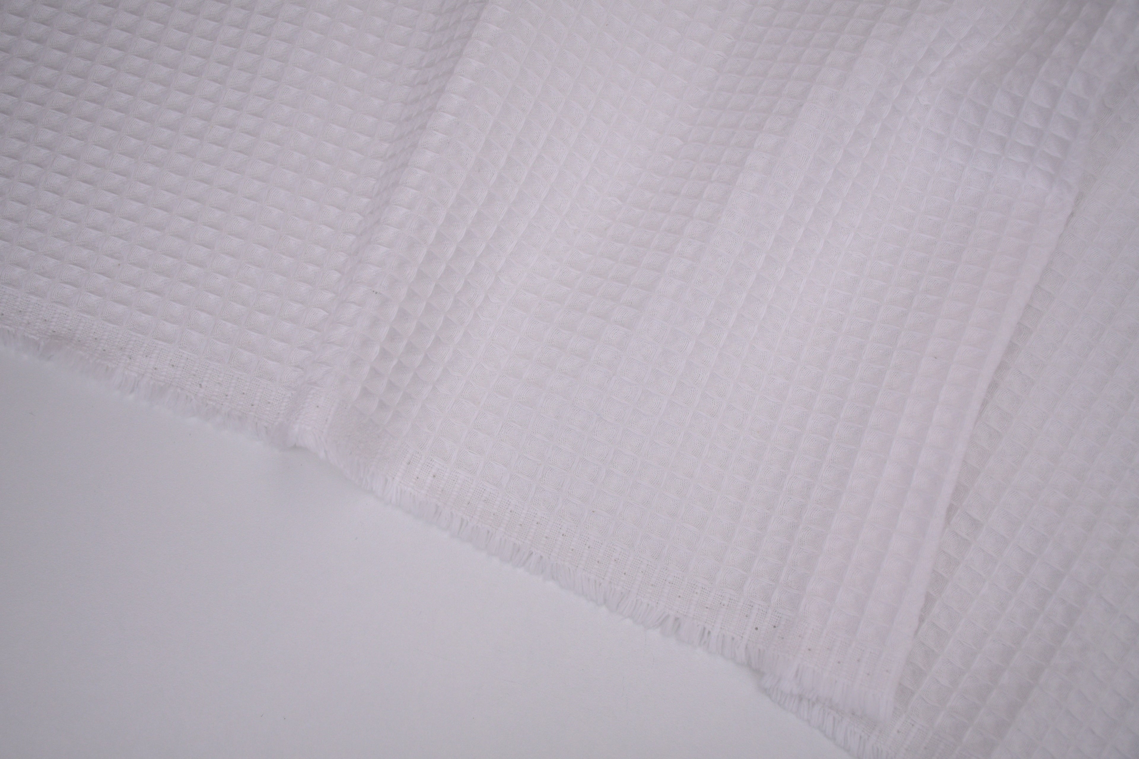 100% Cotton Waffle Fabric - Pure White