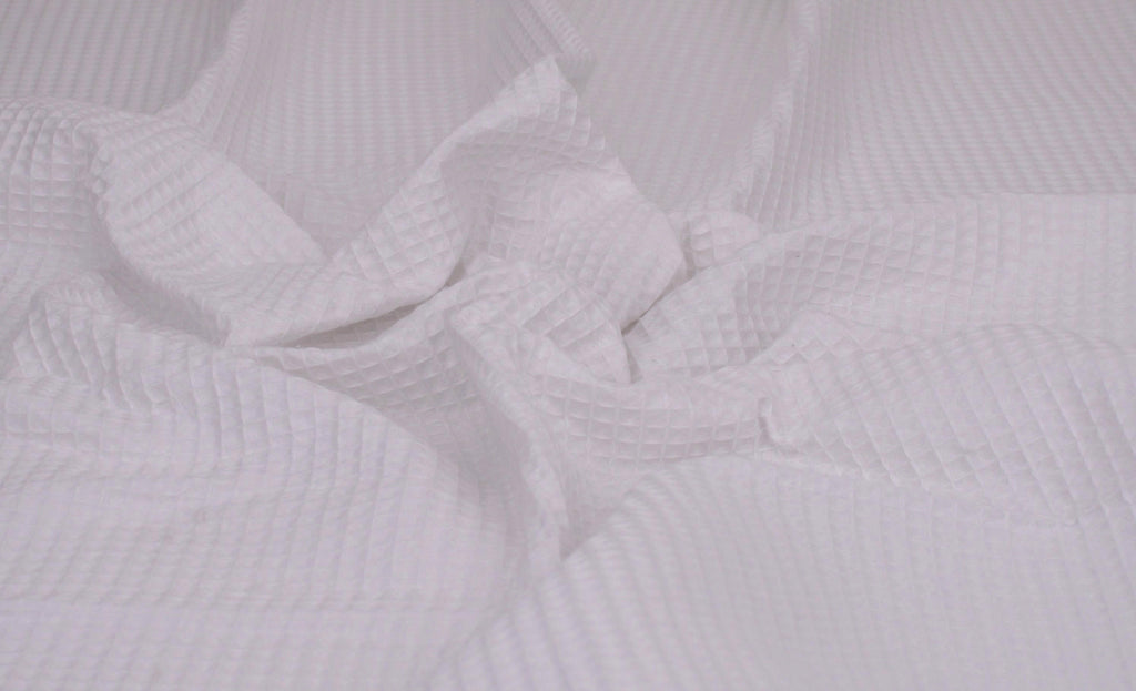 100% Cotton Waffle Fabric - Pure White