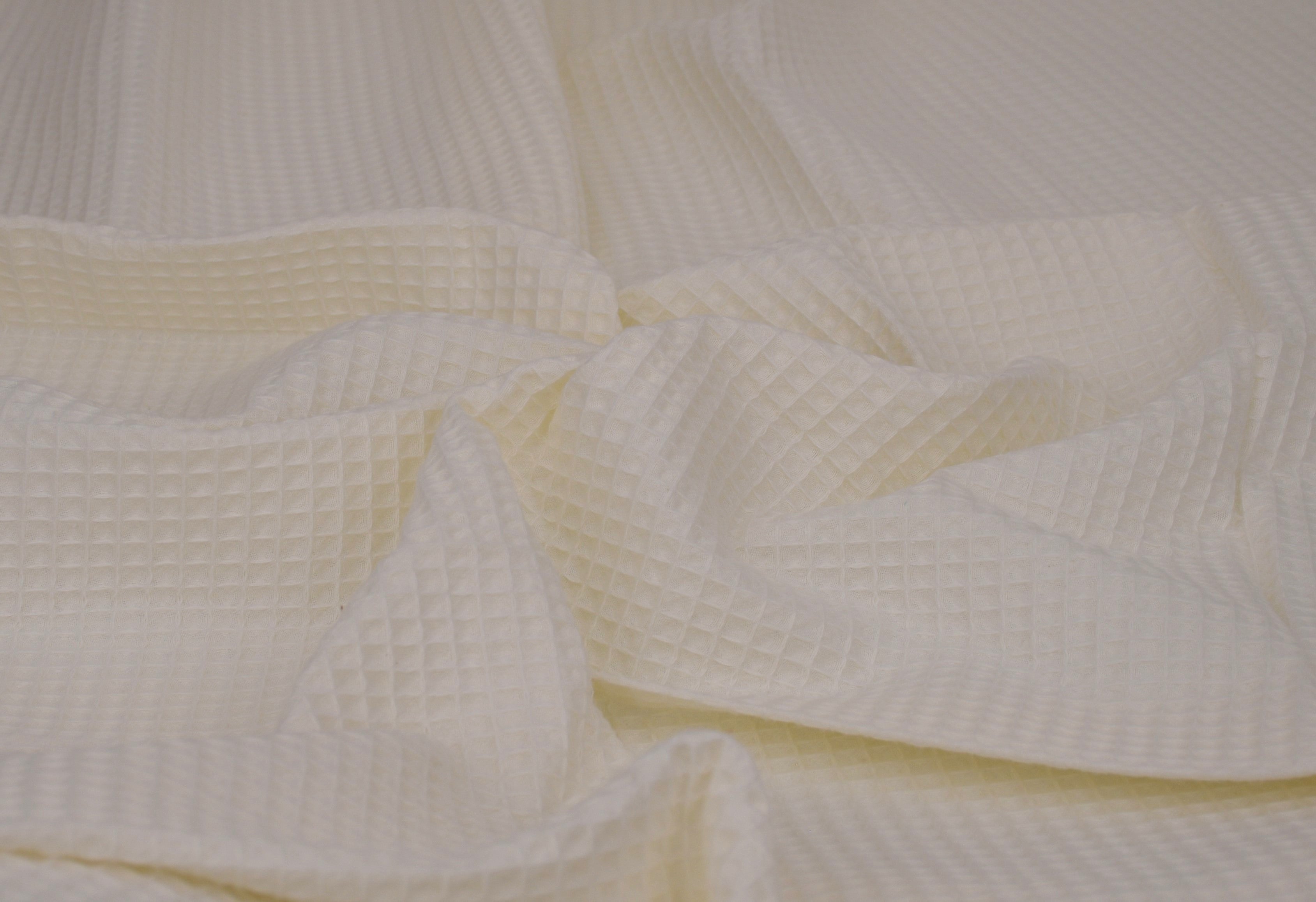 100% Cotton Waffle Fabric - Cream