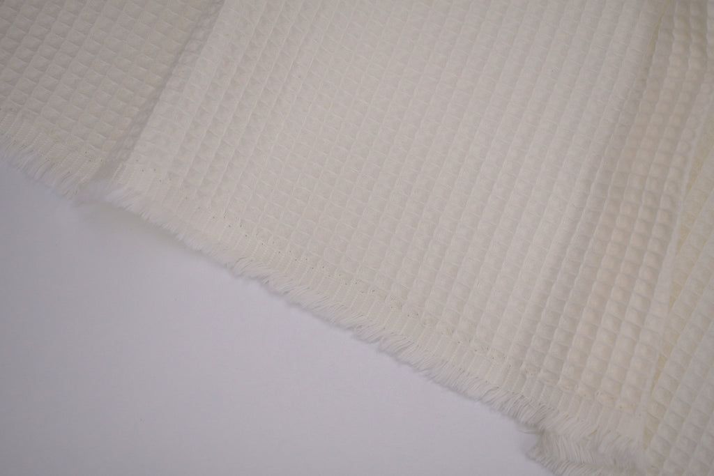 100% Cotton Waffle Fabric - Cream