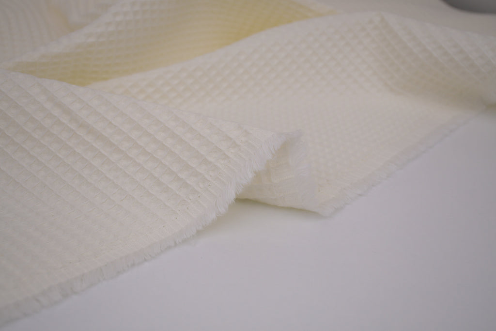 100% Cotton Waffle Fabric - Cream