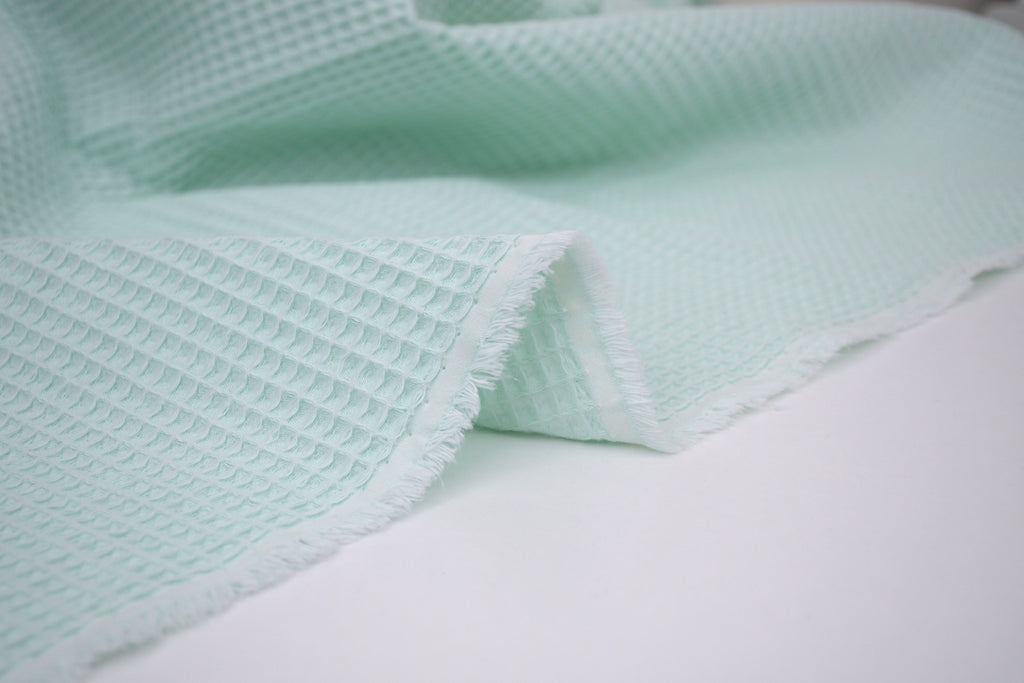 100% Cotton Waffle Fabric - Pastel Mint